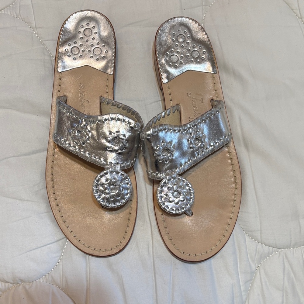 Jack Rogers Metallic Silver Sandals
